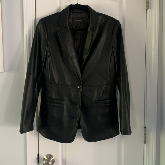 Banana Republic Vegan Leather Blazer jacket black size 6 classic elegant career - Picture 6 of 15